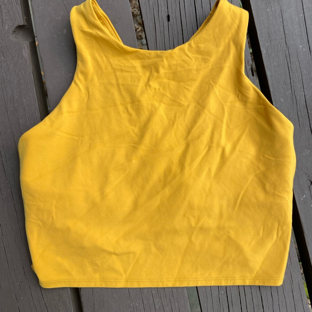 Athleta Yellow Fitted Crop Tank Top sz M